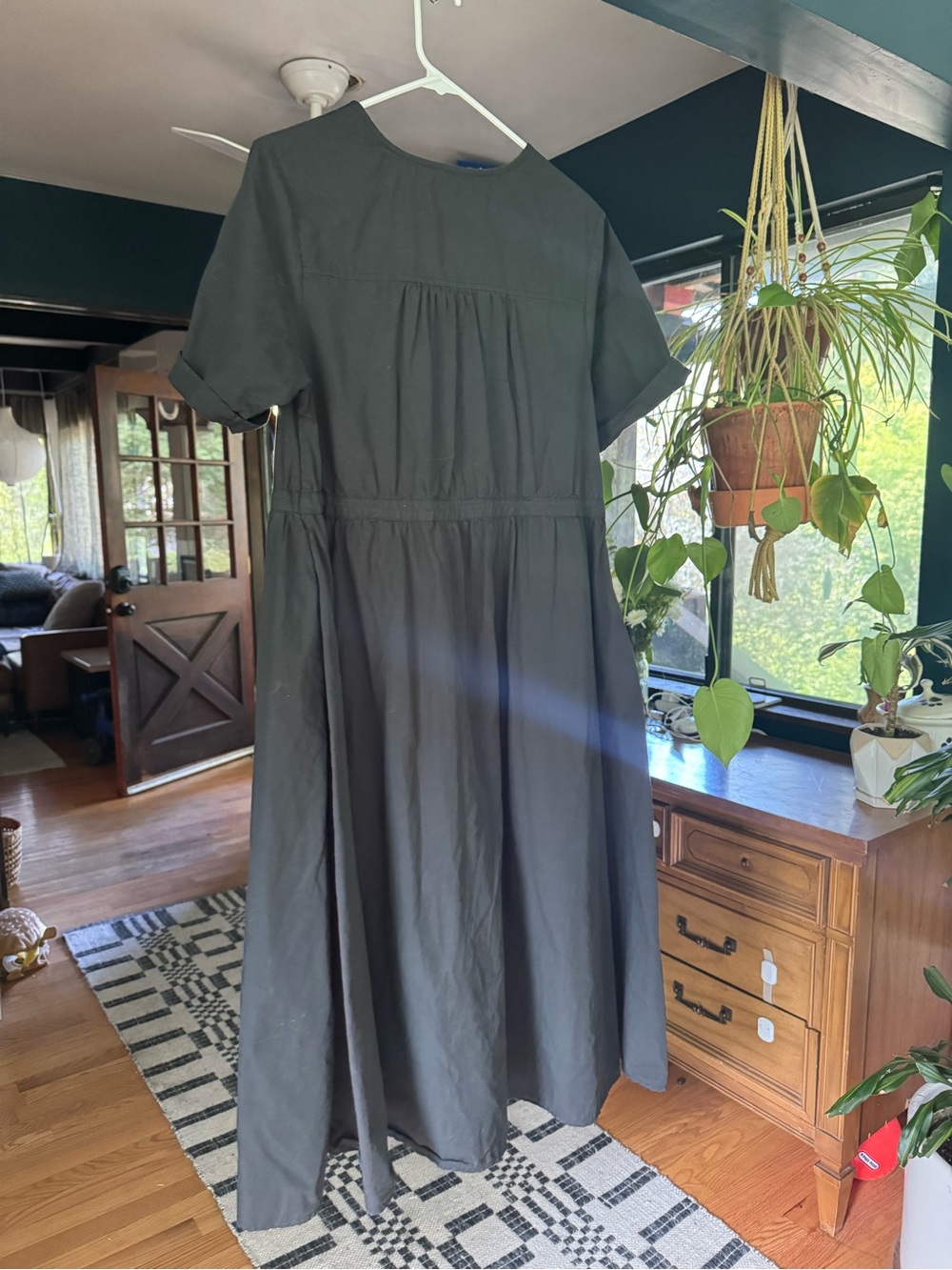 Nell Tradlands “Noir” Black Button-Front Midi Dress with Drawstring - Picture 3 of 4